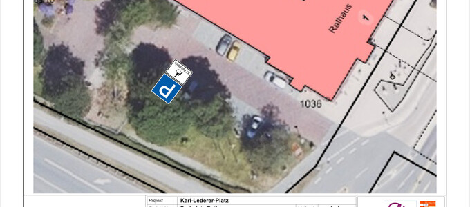 Der Beschilderungsplan zeigt die neuen Behinderten-Parkplätze am Rathaus | © Stadt Geretsried