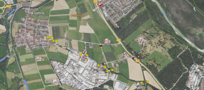 Straßenkarte zeigt den gesperrten Geh- und Radweg | © Stadt Geretsried