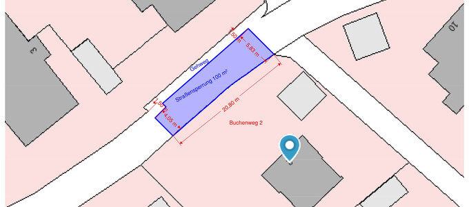 Straßenkarte zeigt den gesperrten Bereich im Buchenweg | © Stadt Geretsried