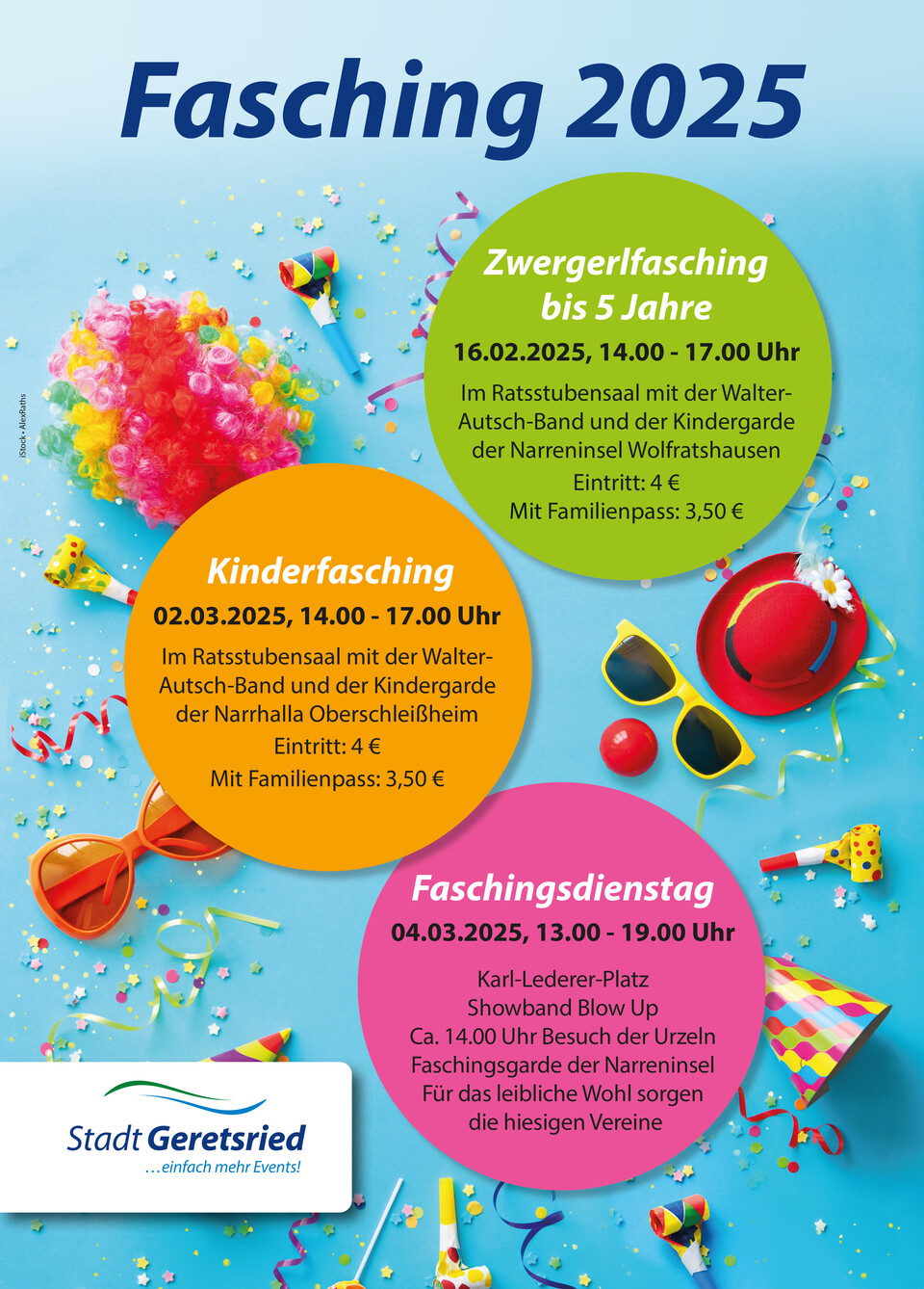 Plakat mit den Faschingsterminen 2025 | © Stadt Geretsried