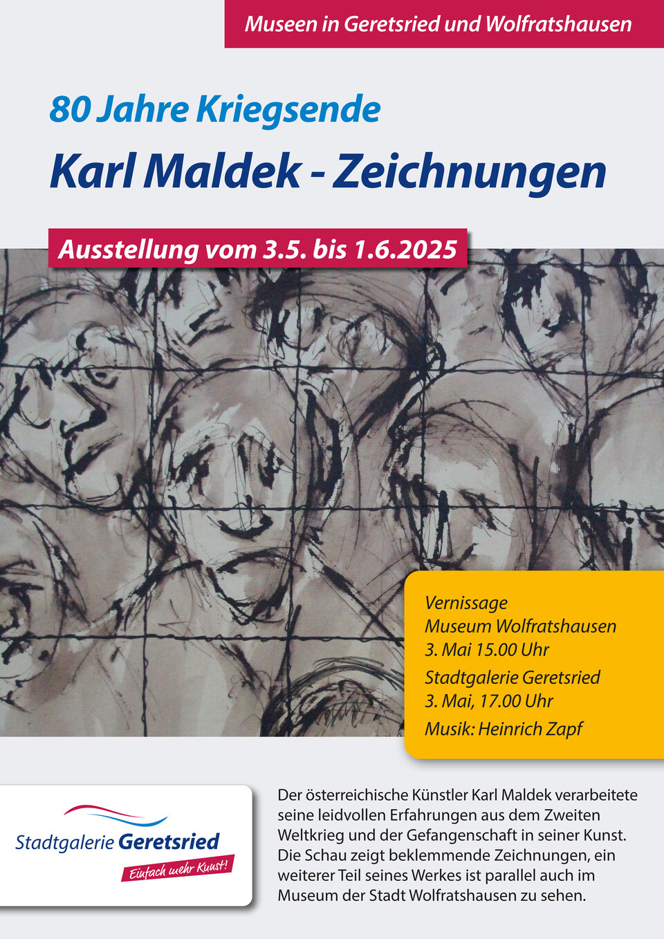 Plakat zur Ausstellung Karl Maldek – Zeichnungen | © Stadt Geretsried