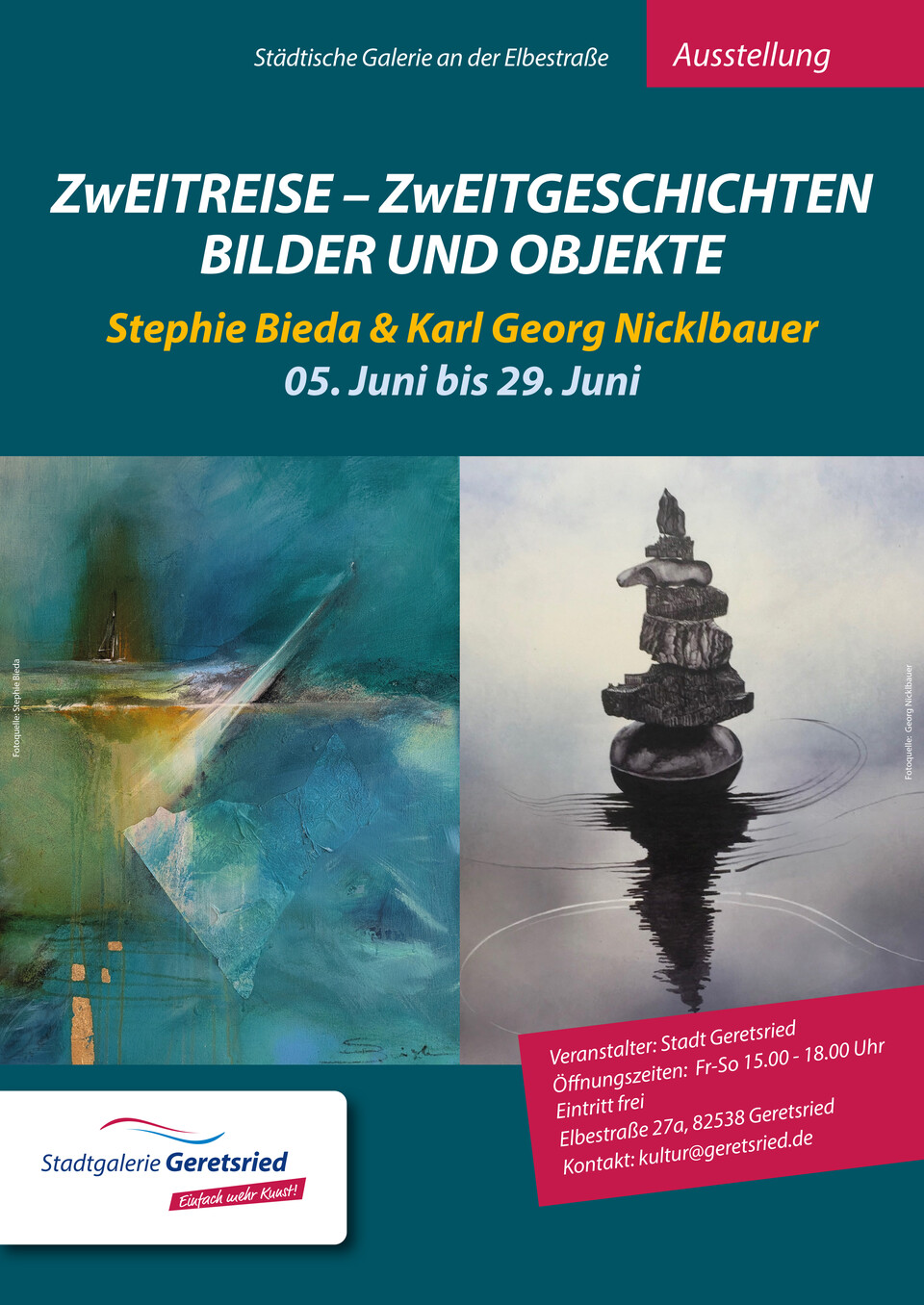 Plakat zur Ausstellung von Stephie Bieda und Karl Georg Nicklbauer | © Stadt Geretsried