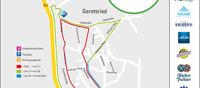 Die Karte zeigt den Streckenverlauf des Firmenlaufs | © Stadt Geretsried