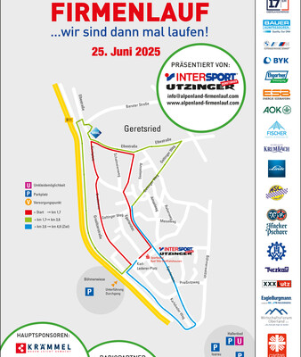 Alpenland Firmenlauf 2025 | © Stadt Geretsried Die Karte zeigt den Streckenverlauf des Firmenlaufs | © Stadt Geretsried