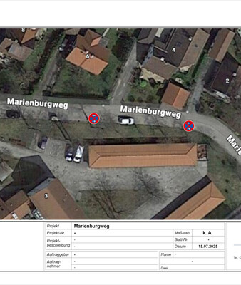 Beschilderungsplan | © Stadt Geretsried Beschilderungsplan zeigt das Haltverbot im Marienburgweg | © Stadt Geretsried