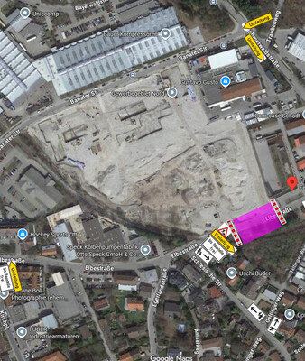 Verkehrszeichenplan | © Stadt Geretsried Der Verkehrszeichenplan zeigt den gesperrten Abschnitt in der Elbestrasse | © Stadt Geretsried
