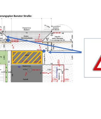 der Plan zeigt wo die Verkehrszeichen und die Sperrzone eingerichtet sind | © Stadt Geretsried