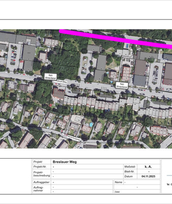 Der Plan zeigt wo die Zusatzzeichen „Kein Winterdienst“ eingerichtet wurden | © Stadt Geretsried
