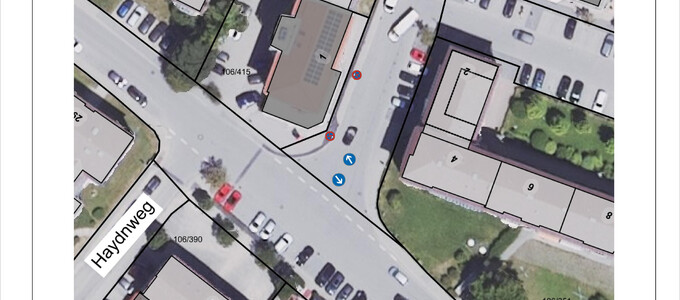 Der Plan zeigt, wo das Haltverbot und die Verkehrsregelung an der Verkehrsinsel  eingerichtet wurden | © Stadt Geretsried