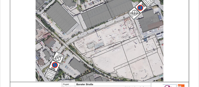 Der Plan zeigt die Beschilderungen der Banater Straße | © Stadt Geretsried