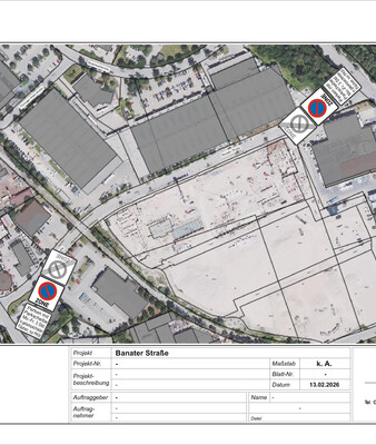 Der Plan zeigt die Beschilderungen der Banater Straße | © Stadt Geretsried