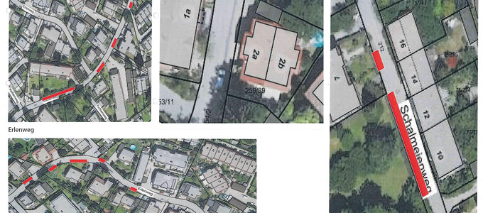 Übersichtsplan Fahrbahnmarkierungen Spielstraßen Buchenweg, Hirschenweg, Schalmeienweg, Erlenweg | © Stadt Geretsried