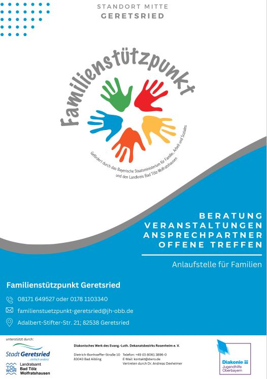 Der Flyer enthält Informationen zum Familien-Stützpunkt Geretsried | © Stadt Geretsried
