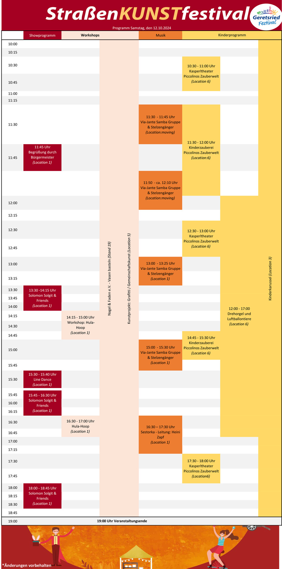 Programm StraßenKUNSTfestival am Samstag 12. Oktober 2024 | © Stadt Geretsried