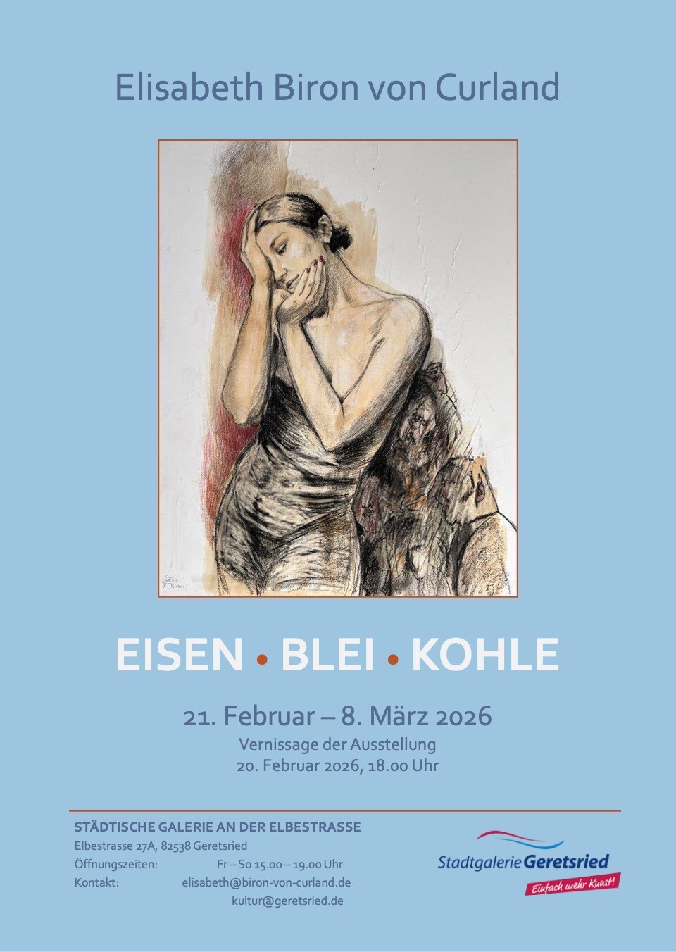 Plakat zur Ausstellung zeigt das Gemälde einer Frau | © Stadt Geretsried